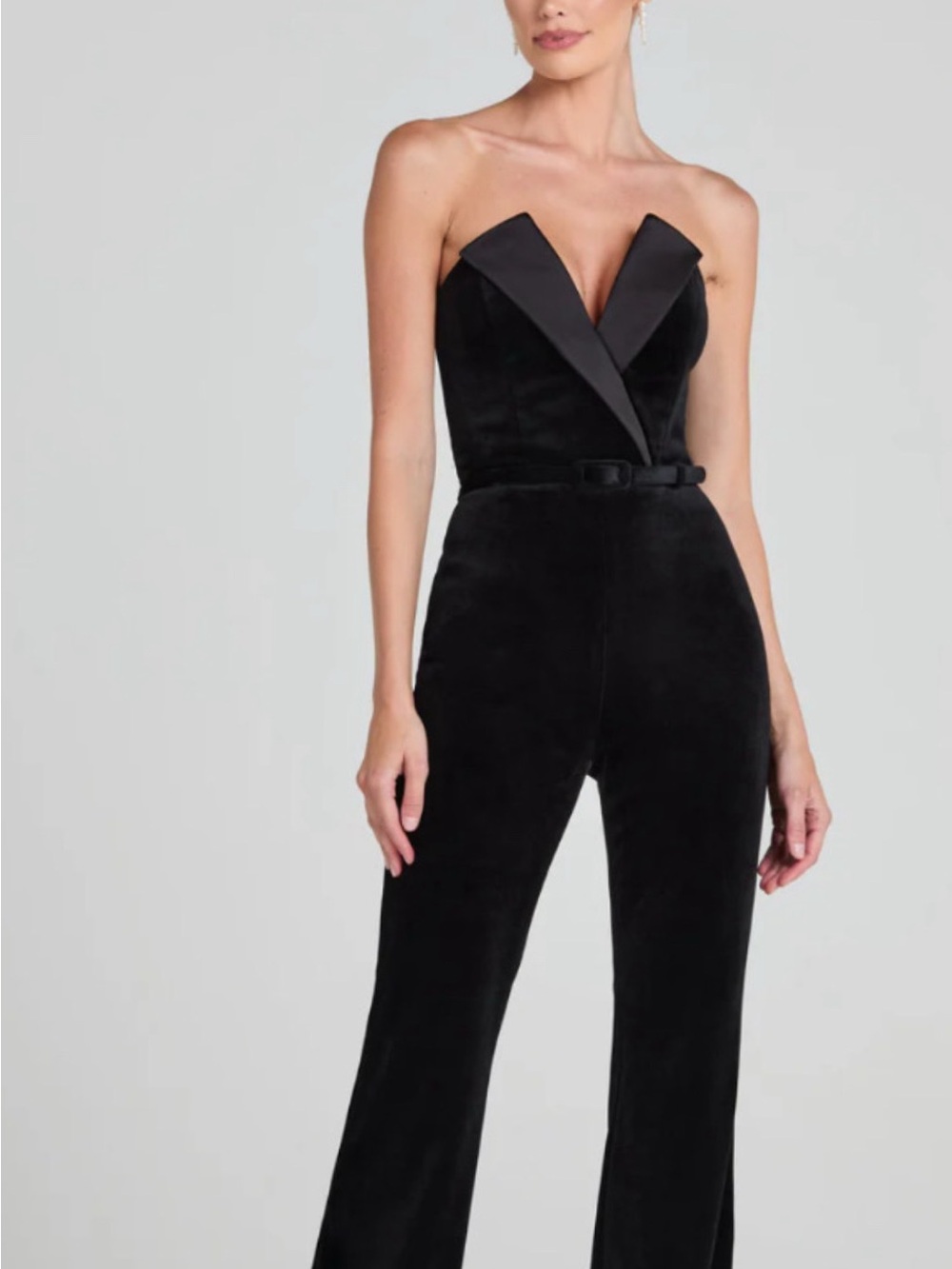 NADINE MERABI Black Strapless Sweetheart Jumpsuit